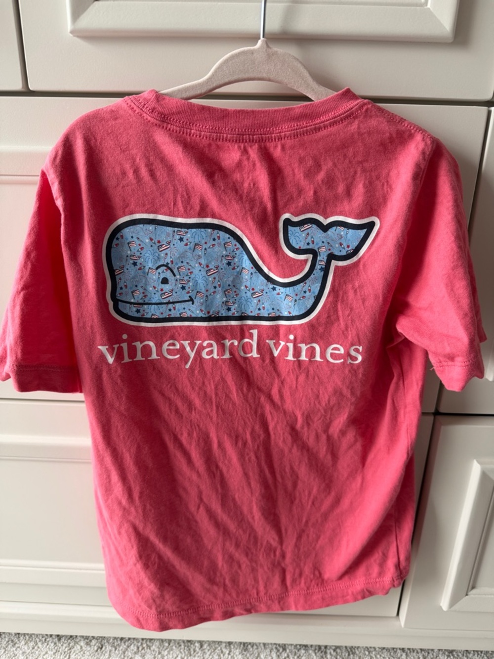 Vineyard Vines Kids Red/Coral Pocket Tee with Whale Logo